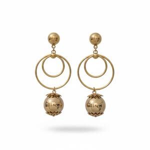 Metallic Gold Color Circle Ball Earrings Sun Art Fashion Jewelry